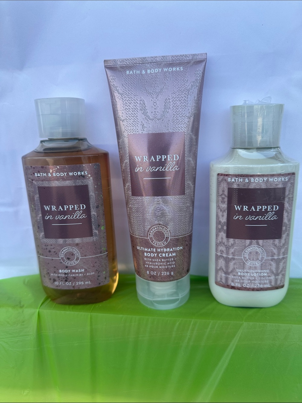 Bath & Body Works Wrapped in Vanilla Body Care Trio - Rose Brown, Cream
